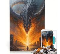 Puzzle per adulti da 1000 pezzi con drago sopra la città, gioco impossibile, difficile, compleanno e altre occasioni 50x75cm