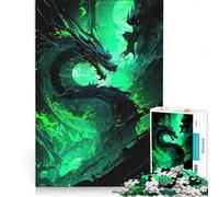 Puzzle per adulti da 1000 pezzi con drago verde e soggetto fantasy, giocattolo fai-da-te per tutta la famiglia, con pezzi a incastro di forma casuale 50x75cm