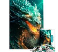 Puzzle per adulti da 1000 pezzi con drago verde luminoso Aiuta ad allenare la mente è un giocattolo divertente e spiritoso perfetto come decorazione da parete adatto a partire dai 14 anni 38x26cm