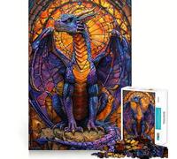 Puzzle per adulti da 1000 pezzi con drago viola e vetrata artistica, gioco per esercizi mentali, rilassante, da assemblare, regalo di Babbo Natale 50x75cm