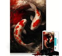 Puzzle per adulti da 1000 pezzi con due carpe koi in stile Yin Yang, taglio preciso, gioco cognitivo, rilassante, decorazione natalizia da parete (50x75cm)