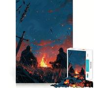 Puzzle per adulti da 1000 pezzi con due cavalieri guerrieri, decorazione a incastro, gioco per esercitare la mente, divertimento casual, regalo di Natale (50x75cm)