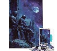 Puzzle per adulti da 1000 pezzi con due cavalieri nella notte Aiuta a stimolare la mente Regalo antistress per donne dai 14 anni in su (38x26cm)