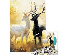 Puzzle per adulti da 1000 pezzi con due cervi a contrasto gioco educativo giocattoli educativi regali per il Secret Santa analisi e logica (dimensioni 38x26cm)