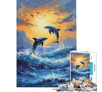 Puzzle per adulti da 1000 pezzi con due delfini che saltano Gioco rilassante regalo di compleanno unico per compleanni e Natale (dimensioni 38x26cm)