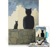 Puzzle per adulti da 1000 pezzi con due gatti e un'opera di René Magritte antistress stimolante e impegnativo dal design accattivante 38x26cm