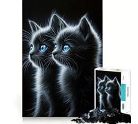 Puzzle per adulti da 1000 pezzi con due gattini neri, decorazione, esercizio mentale, divertimento casual, regalo di Natale (38x26cm)
