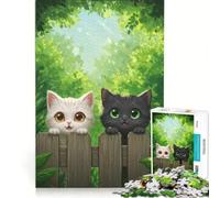 Puzzle per adulti da 1000 pezzi con due gattini su una staccionata gioco interattivo attività divertente da fare in casa per rafforzare l'amore tra le coppie 38x26cm