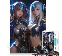 Puzzle per adulti da 1000 pezzi con due guerriere anime, tema anime, taglio preciso, gioco cognitivo, giocattolo per il relax, decorazione natalizia da parete (38x52cm)