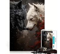 Puzzle per adulti da 1000 pezzi con due lupi in lotta, gioco di squadra divertente e stimolante, tempo libero (38x52cm)