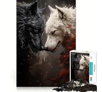 Puzzle per adulti da 1000 pezzi con due lupi in lotta, incastri perfetti, divertente gioco di concentrazione mentale, gioco casual, regalo di compleanno (50x75cm)