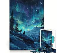 Puzzle per adulti da 1000 pezzi con due lupi ululanti, taglio preciso, divertente gioco di logica, svago e attività per compleanno (38x26cm)