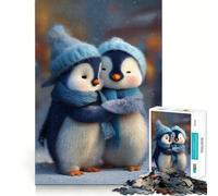 Puzzle per adulti da 1000 pezzi con due simpatici pinguini che si abbracciano in inverno Gioco divertente e stimolante per la concentrazione ideale per momenti di svago e come regalo di compleanno
