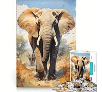 Puzzle per adulti da 1000 pezzi con elefante che cammina su un binario, gioco rilassante, difficile, ideale come regalo di Natale 38x26cm