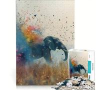 Puzzle per adulti da 1000 pezzi con elefante e farfalle, un'opera d'arte, un gioco pratico, ideale per passare il tempo durante le vacanze a casa e per rafforzare l'amore di coppia 50x75cm