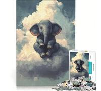 Puzzle per adulti da 1000 pezzi con elefante su una nuvola, gioco rilassante, difficile, ideale come elemento della lista dei desideri con Babbo Natale 38x26cm