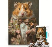 Puzzle per adulti da 1000 pezzi con elegante abito e simpatico criceto, gioco divertente, rilassante e stimolante per la mente, ideale come elemento della lista dei desideri con Babbo Natale 50x75cm