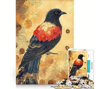 Puzzle per adulti da 1000 pezzi con elegante illustrazione di un uccello su sfondo floreale, gioco rilassante, difficoltà elevata, ideale come regalo di Natale 38x52cm