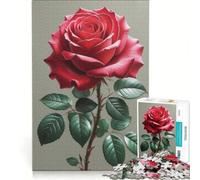 Puzzle per adulti da 1000 pezzi con elegante rosa rossa in fiore, gioco rilassante, difficile, ideale come elemento da aggiungere alla lista dei desideri con Babbo Natale 38x52cm