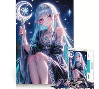 Puzzle per adulti da 1000 pezzi con elfo anime e bastone lunare,gioco di memoria divertente con componenti robusti e ben definiti, alleviare lo stress (50x75cm)