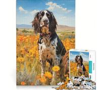 Puzzle per adulti da 1000 pezzi con English Springer Spaniel, gioco rilassante, difficile, ideale come elemento della lista dei desideri con Babbo Natale 38x26cm