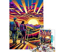 Puzzle per adulti da 1000 pezzi con escursione al tramonto colorati per adolescenti giochi rilassanti ideali per le vacanze a casa per passare il tempo giochi stimolanti e regali (dimensioni 38x52cm)