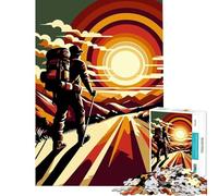 Puzzle per adulti da 1000 pezzi con escursione al tramonto stile pop art gioco per famiglie gioco stimolante ottimo regalo difficile (dimensioni 50x75cm)