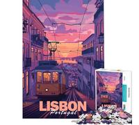 Puzzle per adulti da 1000 pezzi con estetica della città di Lisbona giocattolo decorativo da parete regalo di Natale o di compleanno (38x26cm)