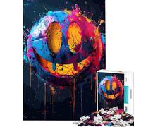 Puzzle per adulti da 1000 pezzi con faccina sorridente e pazza puzzle colorato per adulti gioco rilassante decorazione da parete compleanno e Natale (dimensioni 38x52cm)