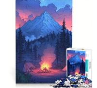 Puzzle per adulti da 1000 pezzi con falò sotto un cielo di montagna, gioco pratico, rilassante e stimolante per la mente, adatto come decorazione da scrivania, 50x75cm
