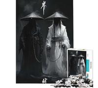 Puzzle per adulti da 1000 pezzi con fantasmi samurai in bianco e nero Giochi rilassanti sfida per l'intelligenza e la mente Giocattoli che creano dipendenza Ottima idea regalo Attività per tutta