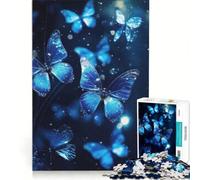 Puzzle per adulti da 1000 pezzi con farfalle blu in volo, gioco divertente e antistress, con pezzi a incastro di forma casuale 38x26cm