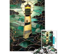 Puzzle per adulti da 1000 pezzi con faro e vetrata artistica Divertimento a casa attività per migliorare la memoria e rilassarsi adatto a partire dai 14 anni (38x52cm)