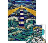 Puzzle per adulti da 1000 pezzi con faro e vetrate artistiche gioco pratico per passare il tempo durante le vacanze regalo di compleanno regalo (dimensioni 50x75cm)