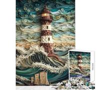 Puzzle per adulti da 1000 pezzi con faro in quilling gioco impossibile sfida difficile giocattolo educativo per migliorare l'amore tra le coppie (26x38cm)