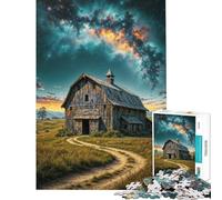 Puzzle per adulti da 1000 pezzi con fienile rustico sotto un cielo stellato gioco rilassante per adulti taglio di precisione compleanno e Natale (dimensioni 38x26cm)