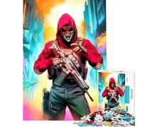 Puzzle per adulti da 1000 pezzi con figura incappucciata e fucile in un paesaggio urbano Gioco interattivo giocattolo avvincente per coltivare la pazienza regalo di Babbo Natale segreto ideale