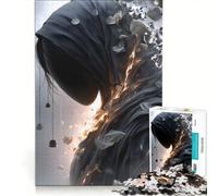 Puzzle per adulti da 1000 pezzi con figura scura, fiamme e petali, gioco pratico, ma divertente e spiritoso, ideale come regalo di Natale 50x75cm