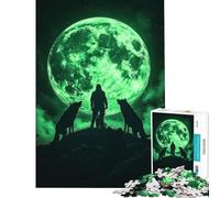 Puzzle per adulti da 1000 pezzi con figura solitaria e lupi che ululano alla luna gioco educativo stimolante per l'intelletto ideale come regalo di Babbo Natale segreto o antistress (75x50cm)