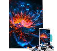 Puzzle per adulti da 1000 pezzi con fiore astratto luminoso blu e arancione gioco rompicapo giocattolo intellettuale ottimo regalo per chi ama giocare e migliorare la memoria (dimensioni 38x26cm)