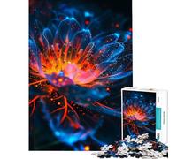 Puzzle per adulti da 1000 pezzi con fiore astratto luminoso nei colori blu e arancione Gioco divertente e coinvolgente per coltivare la pazienza Ottimo come regalo e decorazione per la casa (38x52cm)