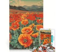 Puzzle per adulti da 1000 pezzi con fiore di papavero rosso fuoco, gioco rilassante, migliora la memoria, compleanno e Natale 38x52cm