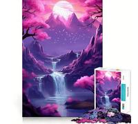 Puzzle per adulti da 1000 pezzi con fiori di ciliegio e luna,Giappone,a incastro preciso,gioco cognitivo,rilassante,ideale come regalo per le festività (38x52cm)