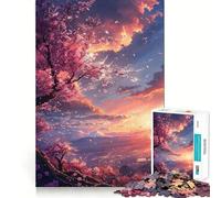 Puzzle per adulti da 1000 pezzi con fiori di ciliegio e tramonto sul Fuji,taglio premium,gioco creativo,divertimento e svago,decorazione natalizia (50x75cm)
