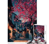 Puzzle per adulti da 1000 pezzi con fiori di ciliegio in una città giapponese Gioco pratico perfetto come decorazione da parete ideale come regalo (38x52cm)
