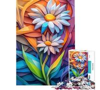 Puzzle per adulti da 1000 pezzi con fiori e margherite bianche gioco interattivo e stimolante ideale come regalo per uomini e donne antistress (dimensioni 38x26cm)