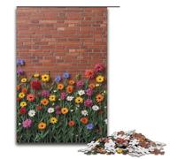 Puzzle per adulti da 1000 pezzi con fiori selvatici che ondeggiano nelle crepe dei mattoni puzzle per famiglie gioco per famiglie antistress sfida difficile 1000 pezzi (38x26 cm)