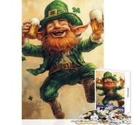 Puzzle per adulti da 1000 pezzi con folletto e scritta "Leprechaun Cheers" - Gioco impossibile - Decorazione perfetta giocattolo educativo attività divertenti da fare a casa (26x38cm)