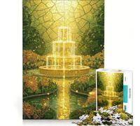 Puzzle per adulti da 1000 pezzi con fontana dorata e giardino, decorazione murale, compleanni e altre occasioni 38x26cm