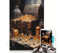 Puzzle per adulti da 1000 pezzi con forziere del tesoro dei pirati antistress per analisi e logica collezione d'artista belle arti 38x26cm